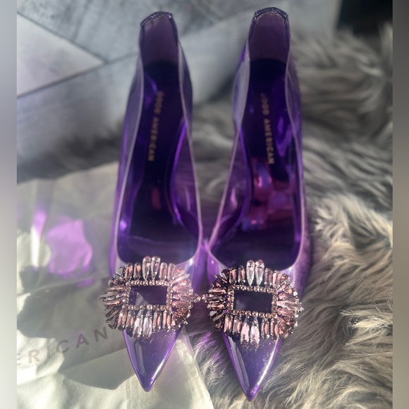 GOOD AMERICAN CINDER-F*CKING-RELLA JEWELED CLEAR PUMP NWOB - Picture 9 of 16